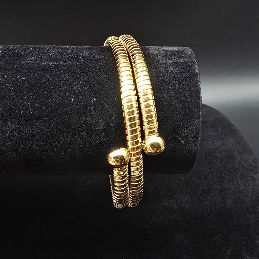 Gold Tone Coil Wrap Bracelet Vintage Costume Jewelry